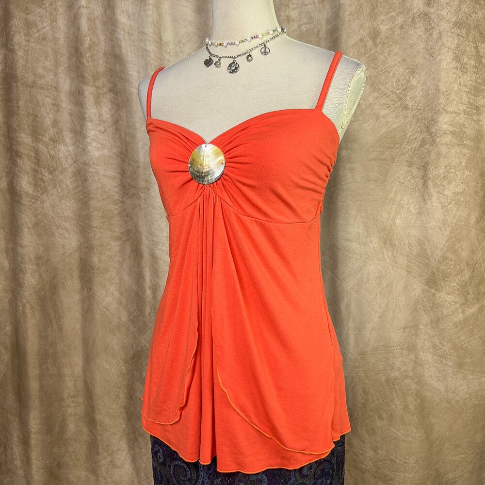 Y2K Boho Shell Tank Top Top Empire Waist Draped Babydoll 2000s Festival Hippie